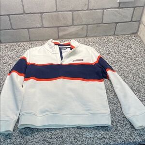 Kids White and Navy Sweater with Red Accents